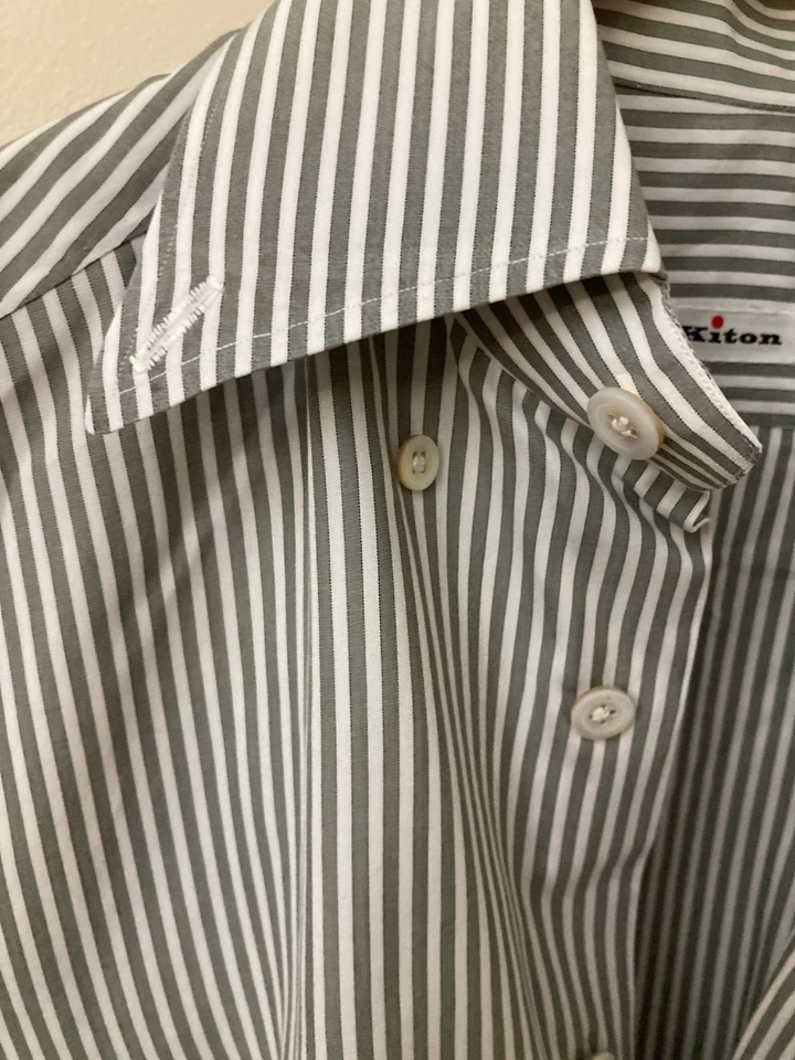 Camisa de vestir gris/blanco a rayas 14,25 en muy buen estado kiton Foto 4 de 4