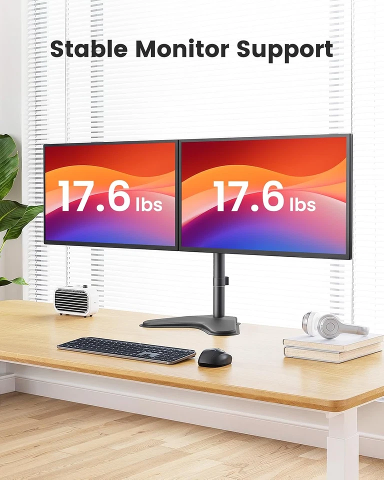 Ergear Freestanding Dual Monitor Stand for 2 Screens up to 32 Inch, Heavy Duty M - Image 4 of 4