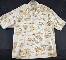 Pierre Cardin XL Hawaiian Style Short Sleeve Button-Up Shirt with Tropical Print