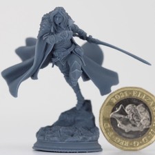 Female Human Fighter : D&D, PathFinder, Frostgrave, 3D Resin Miniature 32mm 75m