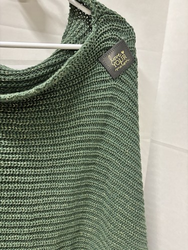 Love Your Melon Shawl Women's O/S Cape 100% Cotton Green Poncho Knit Sweater - Picture 2 of 5
