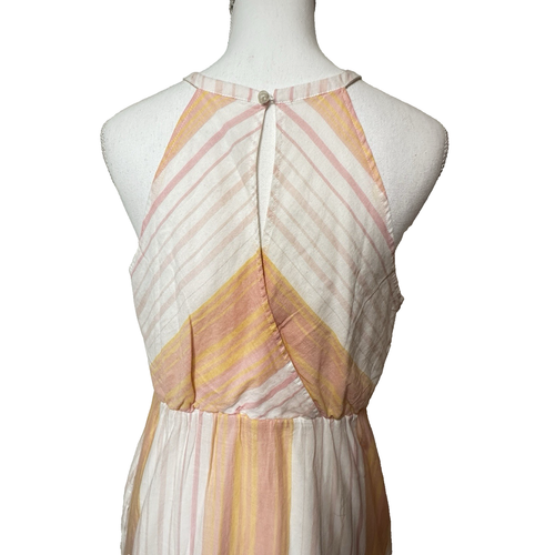 Carve Designs sz M Mabel Organic Cotton High Neck in Guava Sunrise Stripe Dress - Picture 5 of 10