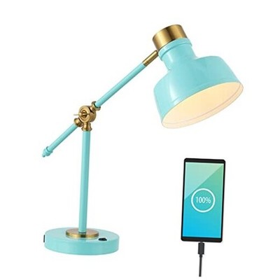  JYL7124C Allegra 18.5'' Adjustable Cantilever LED Task Lamp, Cyan/Brass Gold