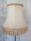 Vintage Champagne Classic Satin Fringed Preloved Lamp Shade 10" H x 8" x 12"