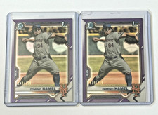 LOT (2) 2021 Bowman Draft Chrome Dominic Hamel 1st Purple Refractor /250 Yankees