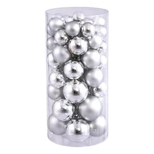 Vickerman 1.5"-2" Plastic Ball Ornaments in Shiny/Matte Silver (Set of 50)