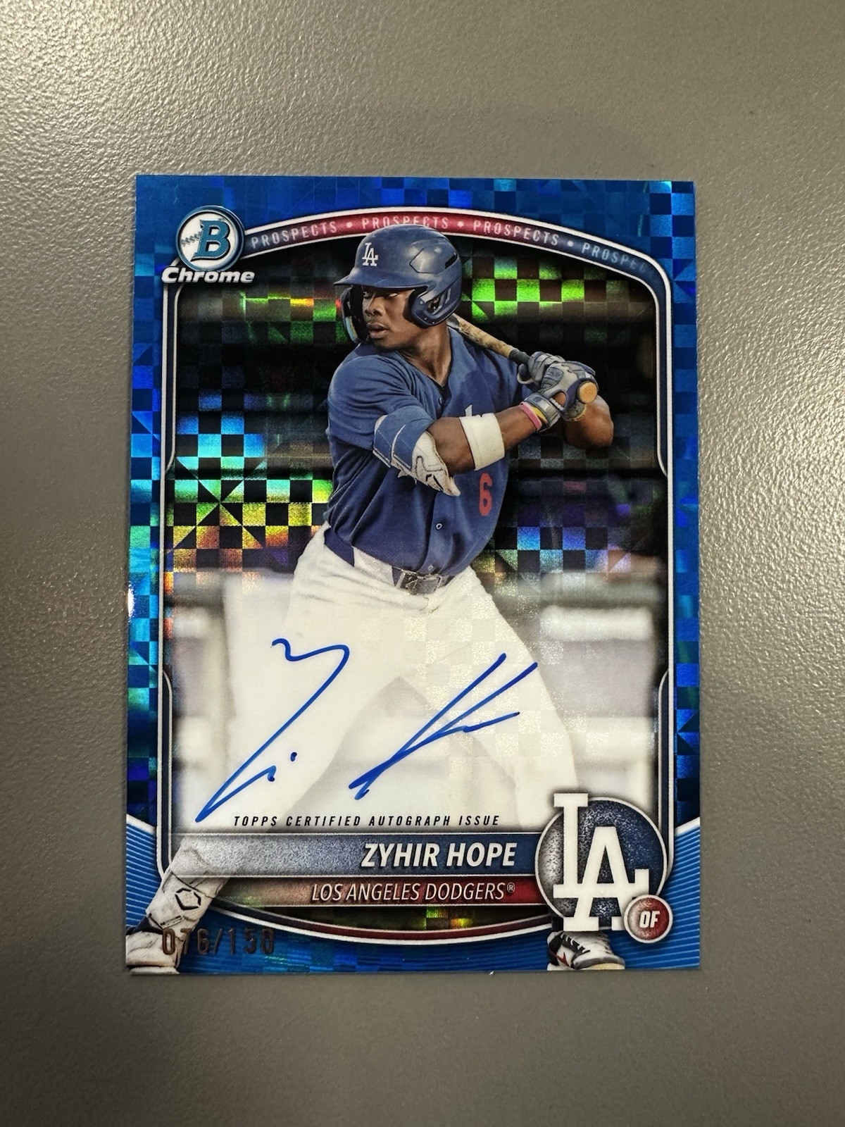 2025 Bowman Chrome Prospect ZYHIR HOPE  AUTO BLUE X-FRACTOR /150 #CPA-ZH DODGERS