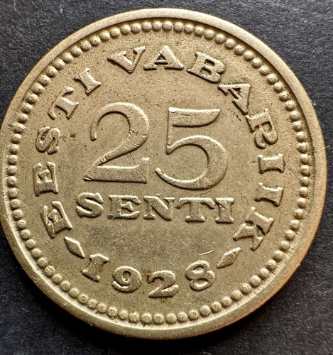 1928 Estland 25 Senti Kupfer 70%, Nickel Messing 8,5g Sammlermünze 28mm