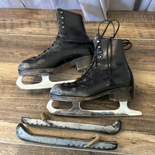 Vintage Riedell 102 Leather Ice Figure Skates Sheffield Blade size 8 2/3