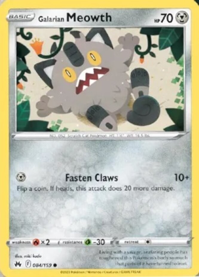 Galarian Meowth - 084/159 - Common (Near Mint) Crown Zenith - Metal Pokémon