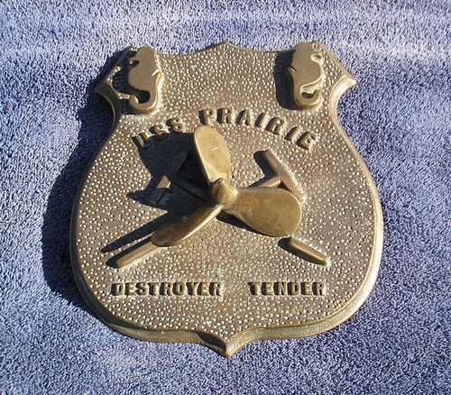HEAVY BRONZE PLAQUE, US NAVY SHIP USS PRAIRIE AD-15, 9", 10 LBS! DESTROYER TEND