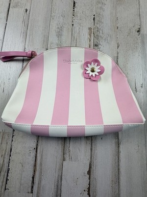 Elizabeth Arden New York Cosmetic Bag Clutch Zipper Closure Pink White...