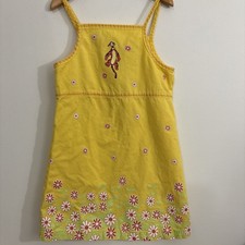 Vtg Winnie The Pooh Tigger Yellow Floral Sundress Girls 7/8 Y2K