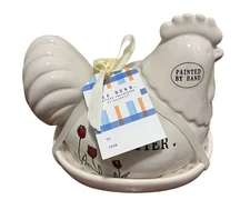 Rae Dunn Artisan Collection by Magenta Rooster Floral Butter Dish NWT Farmhouse