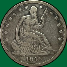 1845-O Seated Liberty Half Dollar Very Fine VF Coin, Faint Cleaning #35197