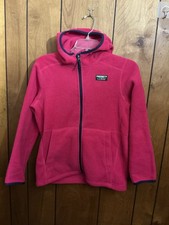 LL Bean Zip Up Fleece Jacket Youth Girls L 14-16 Hoodie Pockets Pink