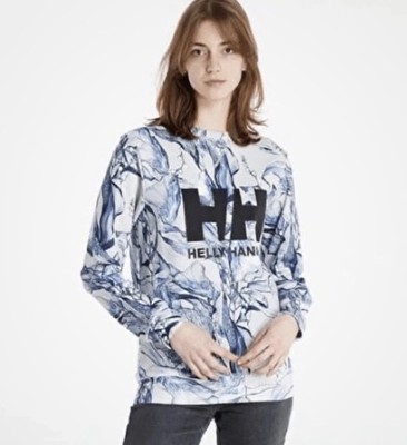 Helly Hansen Womens Crew Sweatshirt Seaweed HH Logo Grey Fog Esra Size Large