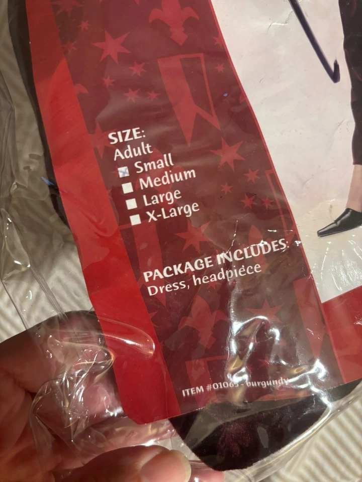 Vestido Ginebra Talla S Terciopelo Vapor Borgoña Oro Cinta Halloween Disfraz Juegos con disfraces Foto 3 de 4