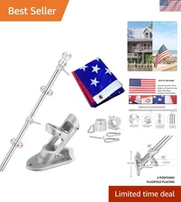 6 FT Wall Mount Flag Pole with 3x5 American Flag - Tangle-Free Outdoor Elegance