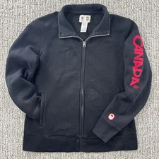 Hudson's Bay Official Team Canada Olympic Jacket Womens L Black Red Maple Leaf