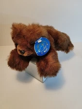 Purr-Fection Mini  Minky Brown Bear 1992  MJC 9” Laying Plush Bear Toy With Tag
