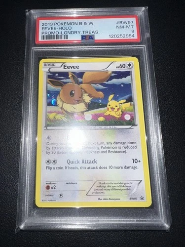 2013 Pokemon Black and White Eevee Holo Promo Legendary Treasures BW97 PSA 8