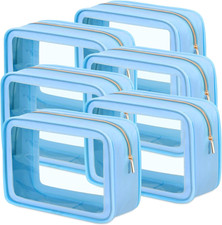 6 Pcs Clear Makeup Bags TSA Approved Travel Toiletry Bags with Zipper Clear Cosm