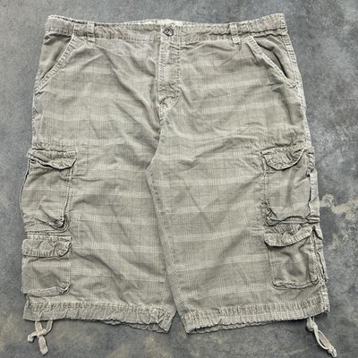Y2K F.U.S.A.I Utility Cargo Shorts Men Size 38 Plaid Grunge Streetwear