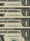 Lot of 4, 5 of a Kind 6s, Trinary, UNC Fancy Serial Number, $1 One Dollar — photo 1