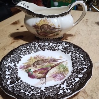 Palissy Game Series Gravy Boat & Plate Vintage Royal Worcester