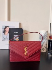 YSL Saint Laurent Envelope Wallet On Chain WOC Calfskin Leather Flap Crossbody
