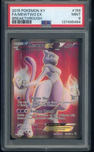 2015 POKEMON XY BREAKTHROUGH #158 FA/MEWTWO EX BREAKTHROUGH PSA 9