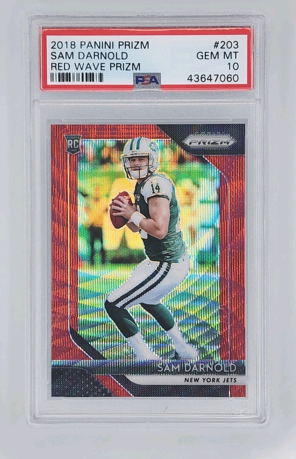 2018 Panini Prizm Red Wave Sam Darnold ROOKIE RC #/149 #203 PSA 10 GEM