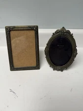 Vintage Oval & Square Ornate Brass Metal Picture Frame Baroque Rococo Style