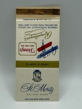 Vintage St. Moritz On-The-Park NYC Matchbook Rumpelmayer's Harry's Cafe de la