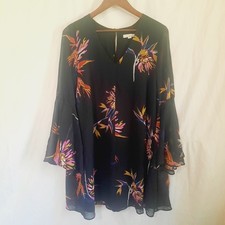 Eva Mendes New York & Company Womens Medium Dress Floral Bell Togo