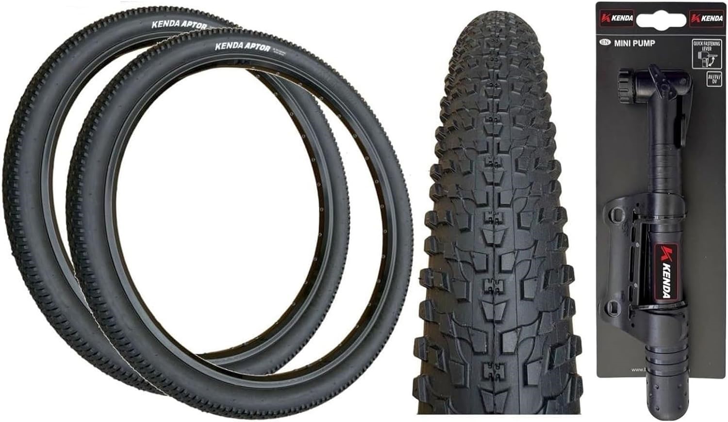 2x PNEUMATICI KENDA APTOR 26x2.10 NERI Grossi Mountain Bike + MINI POMPA