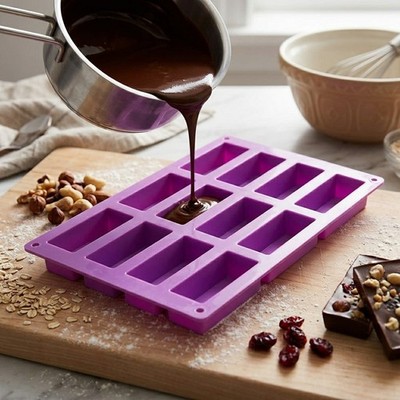 2Pcs Rectangular Silicone Baking Molds 12 Cavity Cake Bread Making Moulds