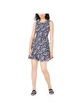 MAISON JULES Womens Navy Sleeveless Mini Fit + Flare Dress 8