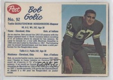 1962 Post Cereal CFL Bob Golic #92 0a6