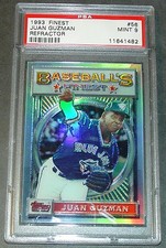 1993 93 FINEST REFRACTOR #56 JUAN GUZMAN  PSA 9  BLUE JAYS  POP 1/59  (409)