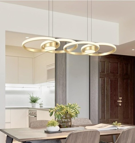 Modern Chandelier Round Pendant Light Living Room Bedroom LED Ceiling Light Gold - Picture 5 of 6