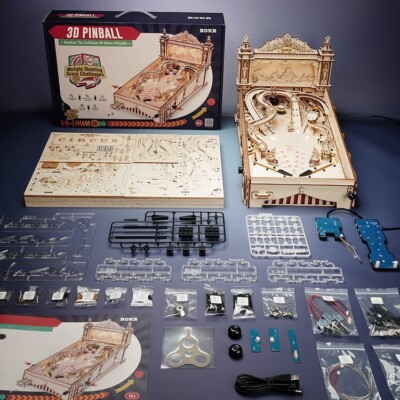 DIY 3D Wooden Pinball Puzzle - Vintage Style Machine for