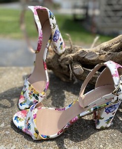 floral block heels