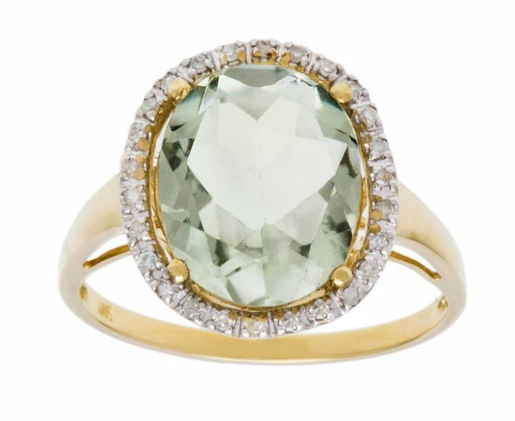 Green amethyst shop halo ring