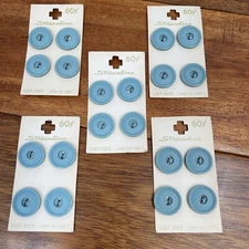Streamline Vintage Buttons Lot 20 - 5 Cards Teal Retro Size 30  3/4" 2 Hole Flat