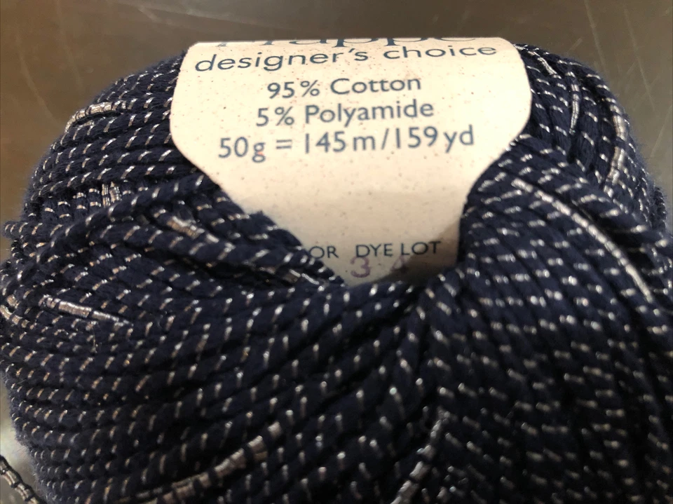 Hilo de frappe de algodón Lavold Elsebeth azul marino con gris 159 yardas 50 gramos cada uno Foto 3 de 4