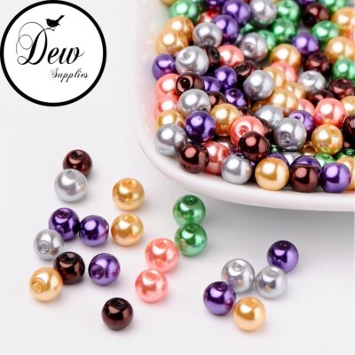 Glass Beads On Sale 100 Mixed Silver Blue Pearlized Glass Beads - 6mm Round Spacer Beads For Jewelry Making 6mm Beads Blue - Foto 3