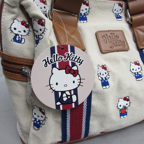 Hello Kitty Sanrio 2018 Canvas Bag Duffle Purse Handle Straps Zipper - Picture 2 of 15