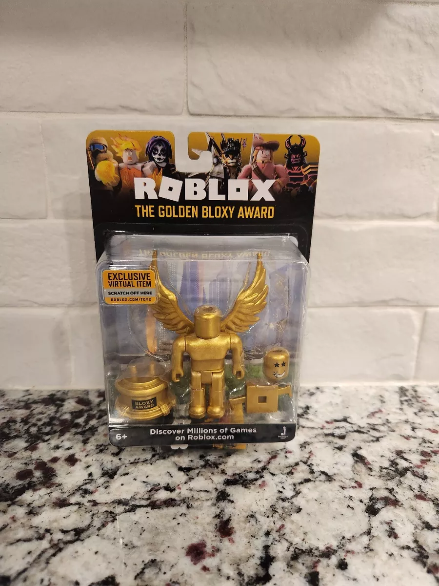  Roblox Gold Collection The Golden Bloxy Award Single Figure  Pack with Exclusive Virtual Item Code : Video Games